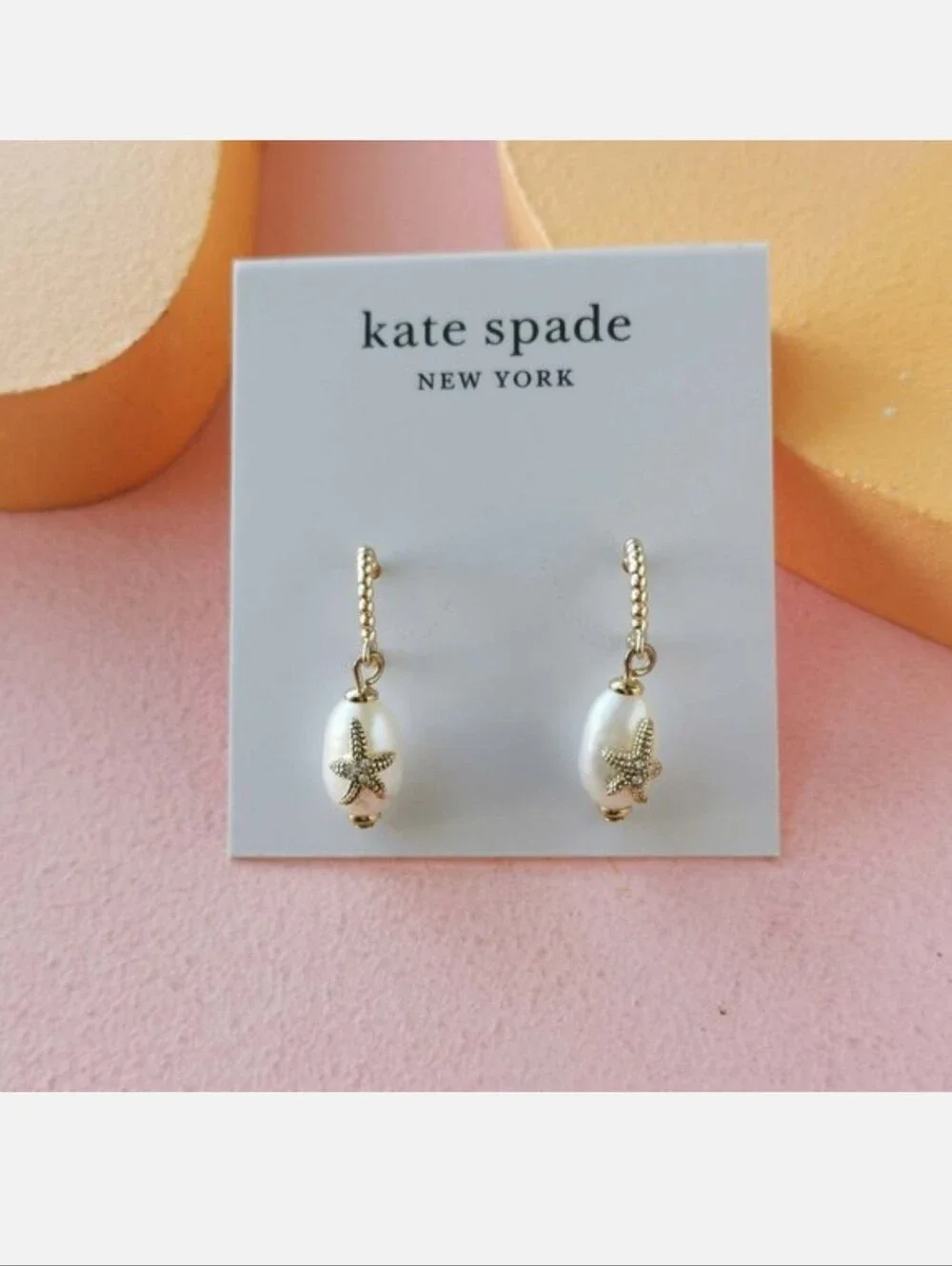 kate spade gold-tone starfish pearl drop earrings